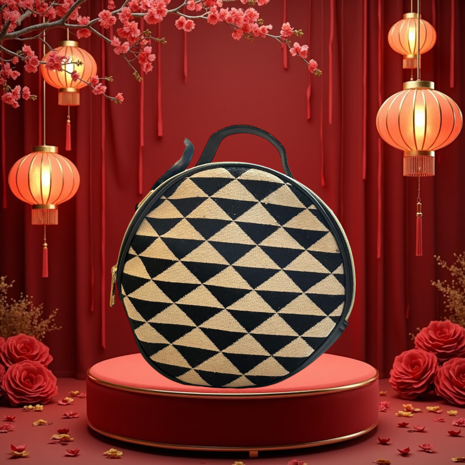 Round sling bag ( Triangle design)