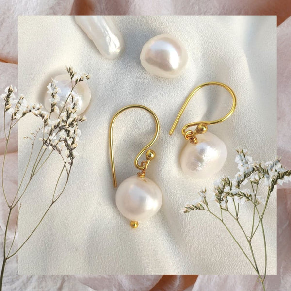 Onearth 77 Drop Baroque Shell Pearl Earrings Gold Hook Gold & White Online  in India, Buy at Best Price from Firstcry.com - 13800374